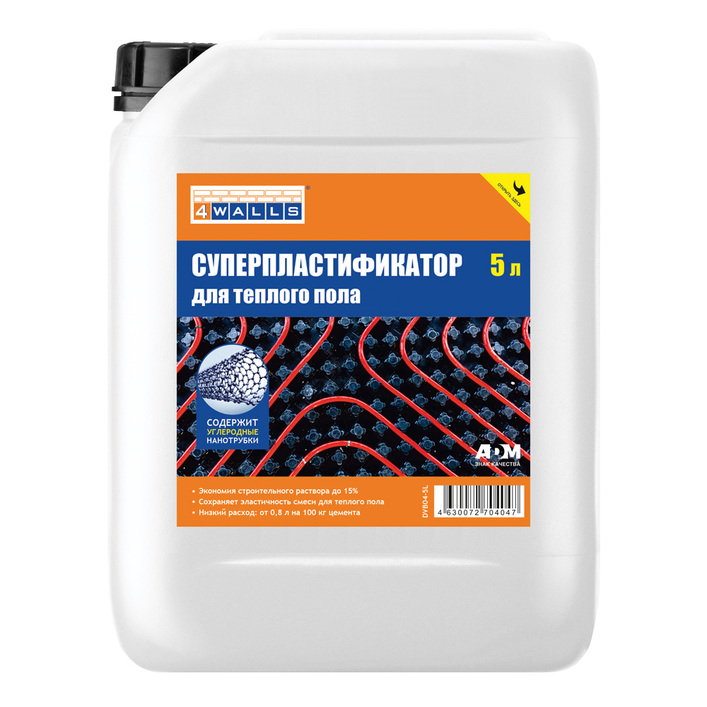 Суперпластификатор для теплого пола, 5 л, 4Walls