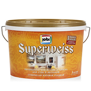 Фото Супербелая высокоукрывистая краска для стен и потолков JOBI Superweiss