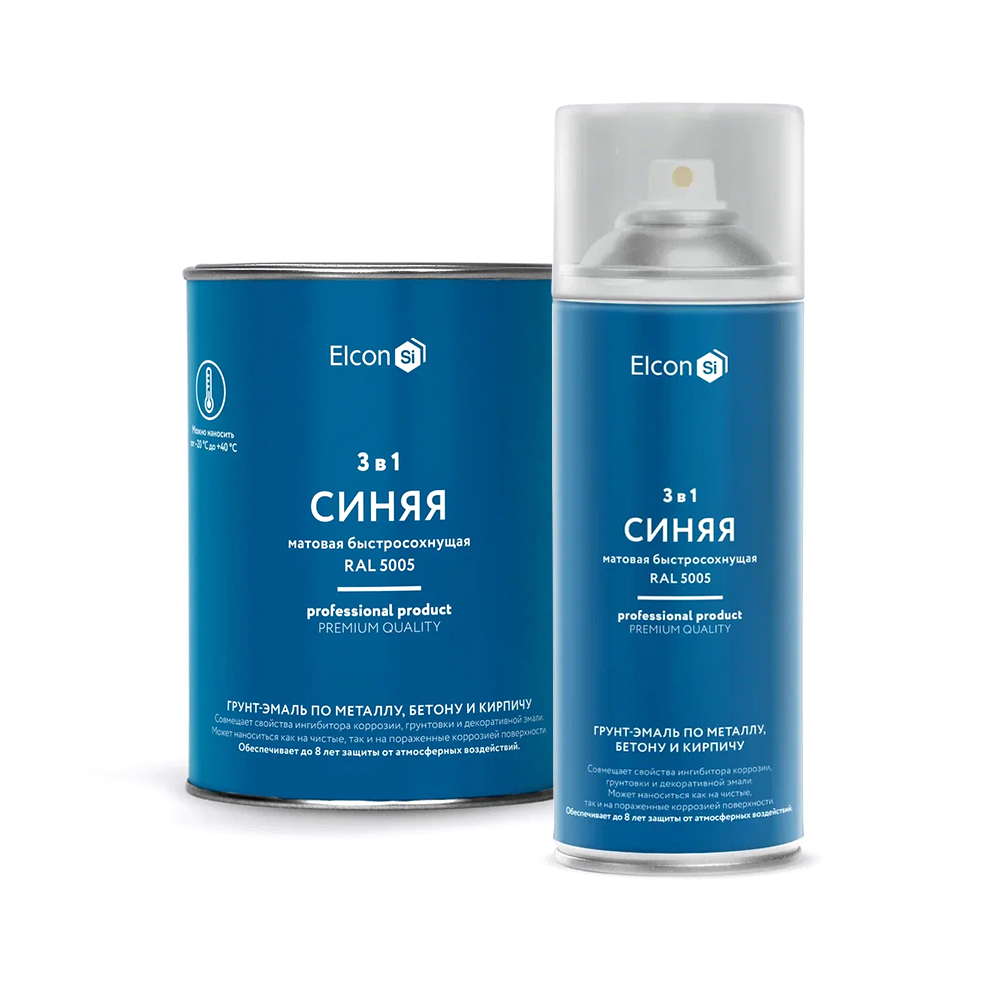 Грунт–эмаль 3в1 Elcon матовая быстросохнущая — Синяя RAL 5005