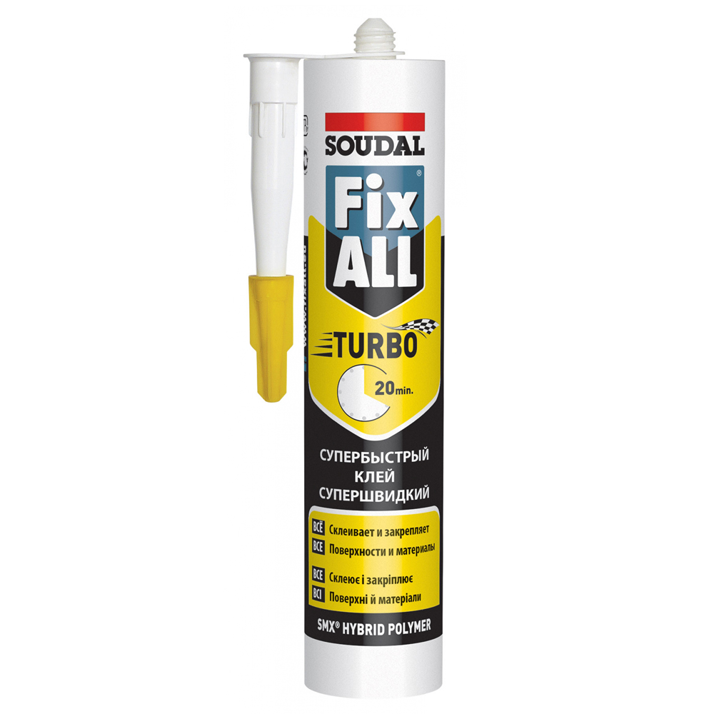 Клей-герметик гибридный Soudal Fix All Turbo 290 мл, БЕЛЫЙ