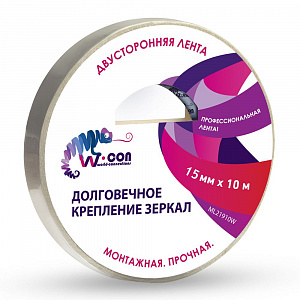 Фото Двусторонняя лента для крепления зеркал, белая, W-CON