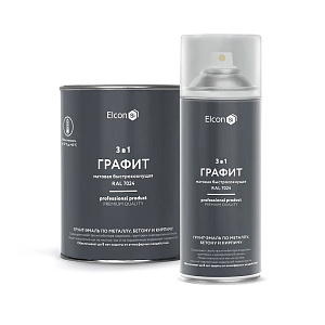 Фото Грунт–эмаль 3в1 Elcon матовая быстросохнущая — Графит RAL 7024