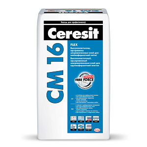 Фото Ceresit CM 16 — Высокоэластичный клей для крупноформатной плитки