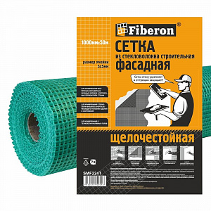 Фото Сетка фасадная, стекловолокно, ячейка 5*5, зеленая, Fiberon