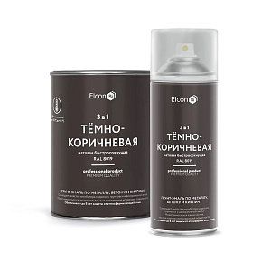 Фото Грунт–эмаль 3в1 Elcon матовая быстросохнущая — Темно–коричневая RAL 8019