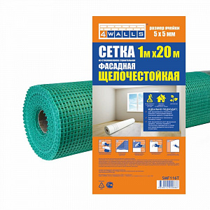 Фото Сетка фасадная, стекловолокно, ячейка 5*5, зеленая, 4Walls