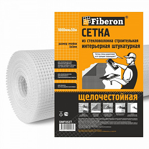 Фото Сетка интерьерная штукатурная, стекловолокно, ячейка 5*5, белая, Fiberon